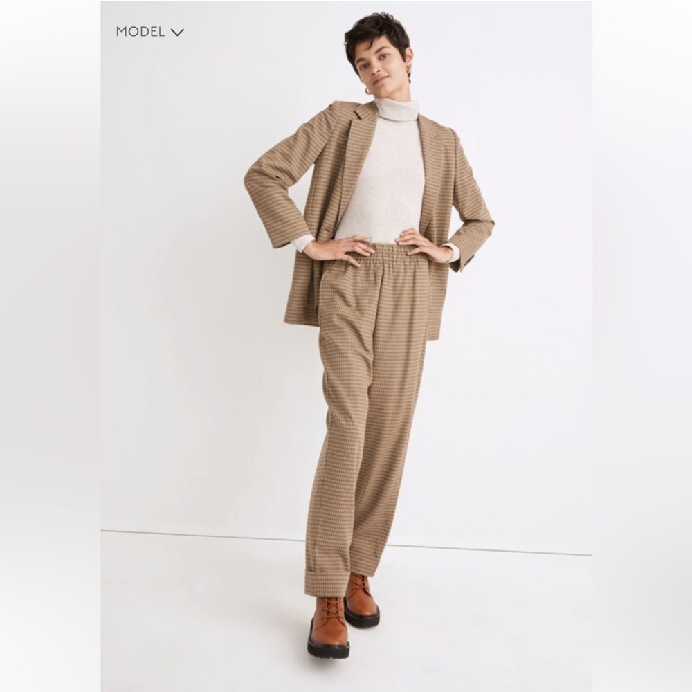 Madewell Huston Pull-on Tapered Pants in Zander Gingham Plaid Cuffed Small